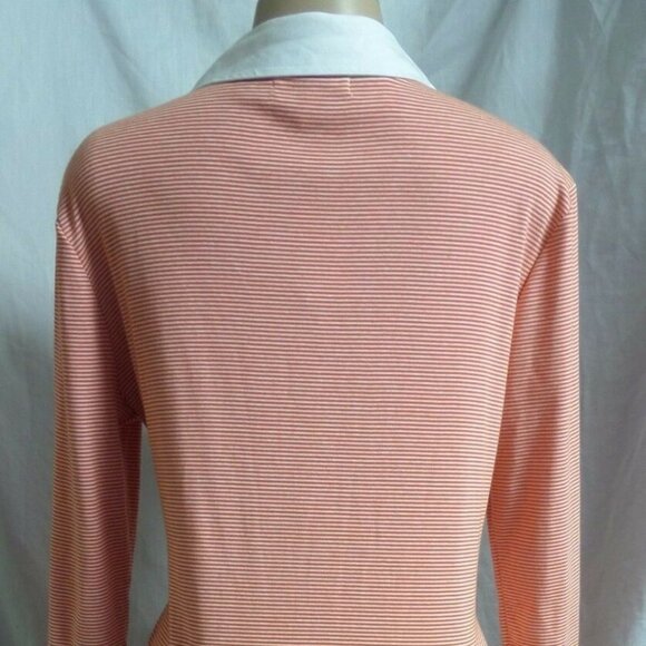 "BANANA REPUBLIC" ORANGE/WHITE STRIPED CAREER CASUAL SHIFT DRESS SIZE: M NWT - Picture 4 of 4